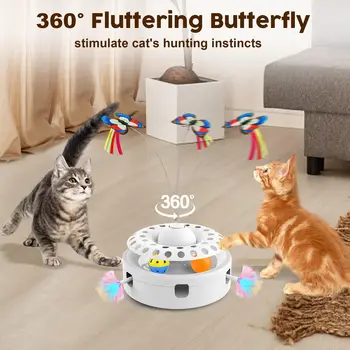 3 in 1 Electric Butterfly Cat Toy Interactive Cat Balls Track Electronic Cats Toy Automatic Cat Puzzle Toy For Indoor Cats 3