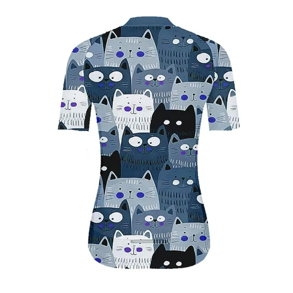 Cartoon Cat Women Cycling Jersey Funny Short Sleeve Road Bike Shirt Mtb Jersey Clothing Triathlon Roupas Femininas