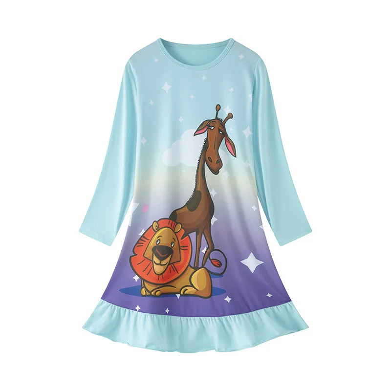 Autumn and Winter Children's and Girls' Nightwear Cute Fun Cartoon Printed Pajamas 3-8T Long Sleeved Children Clothes kids nightgowns girls nightgowns