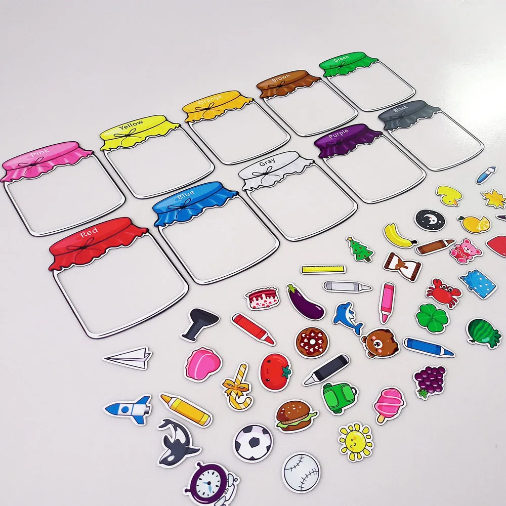 10Pcs Color Recognition Magnetic Sorting Set Educational Magnet Colorful Fruit Magnets Colored Candy Jar Magnetic Classification