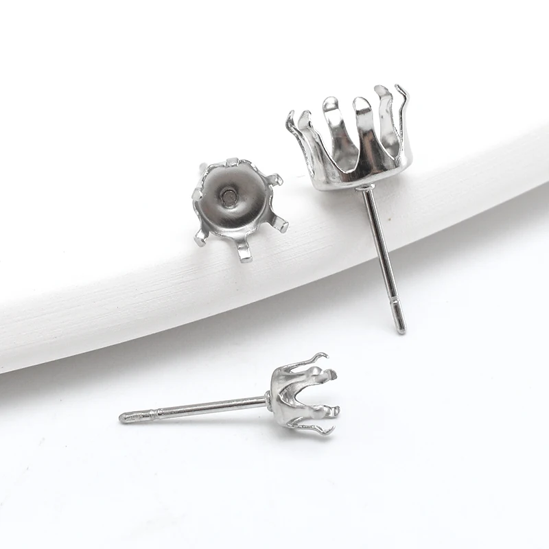 20 Stücke Edelstahl Ohrring Blank 6 Krallen Ohrstecker Einstellungen Ohrring Post Für DIY Ohrstecker Schmuck Machen