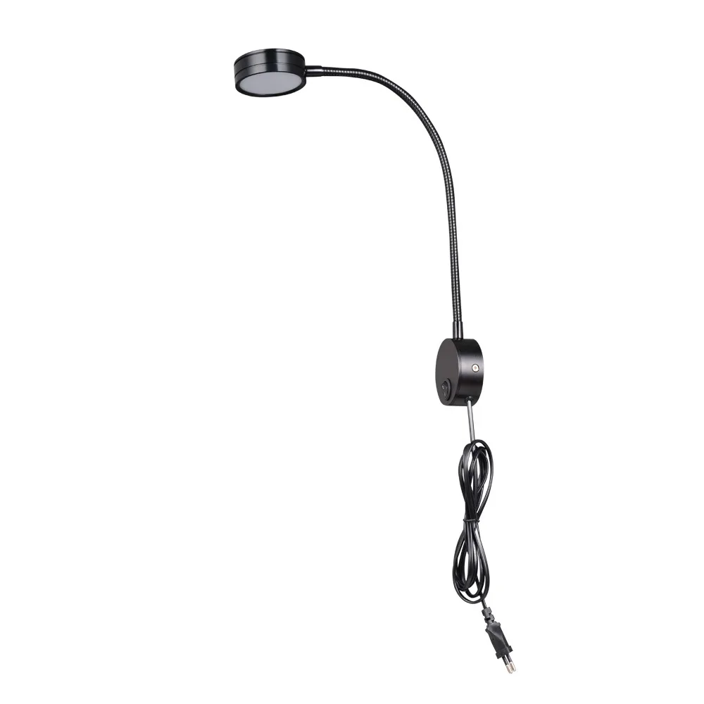 

3W Wall Lmap Sconces Clamp light Bedroom Lamp with Switch Silver black Flexible Gooseneck home bedside reading lights