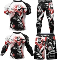 New MMA Men Rashguard Jiu Jitsu T Shirts+Pant Suit BJJ Muay Thai Boxing Sports Sweater Shorts Gym Kickboxing Rash Guard Jerseys 1