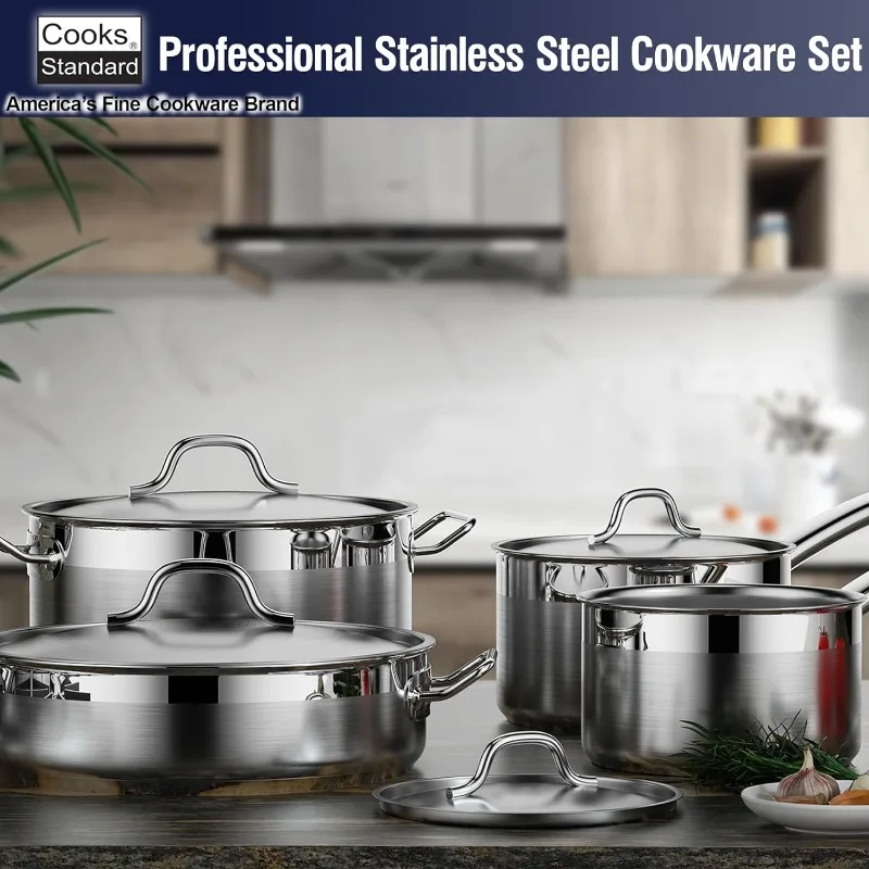 Premier Space-Saving Stainless Steel Pots and Pans, 10-Piece Cookware Set  Cooking Pot Sets for Effortless Cooking - AliExpress