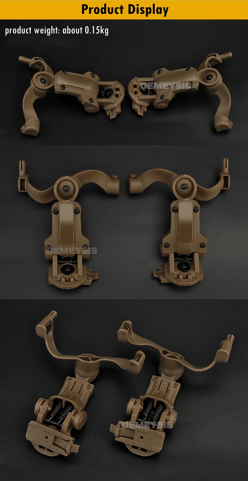 Shooting Headset Bracket Kit Multi-angle Rotation Helmet Rail Adapter Fit OPS Core ARC and Team Wendy M-LOK Rail Headphone Mount