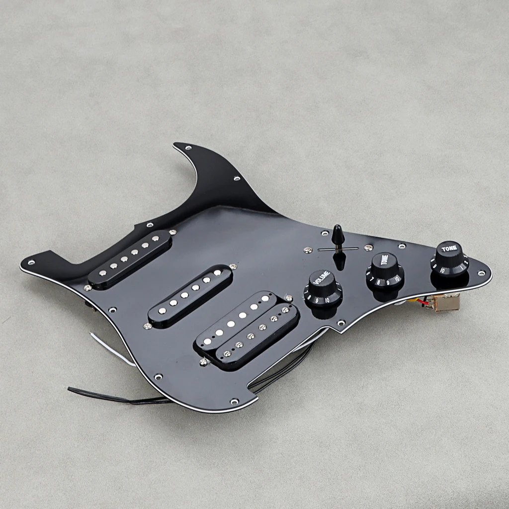 

Guitar Strat Pickguard Humbucker Pickups Set black SSH Loaded Prewired for Fender Stratocaster Electric Guitar