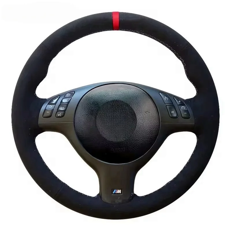 Für BMW E46 M3 E39 330i 540i 525i 530i 330Ci Hand Nähen Auto Lenkrad Abdeckung Geflecht Weiche Wildleder Leder Trim