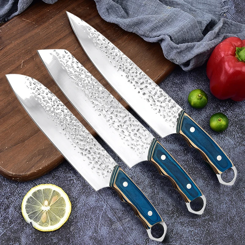 7pcs Chef Knife Set Meat Cleaver Stainless Steel Slicing Knife