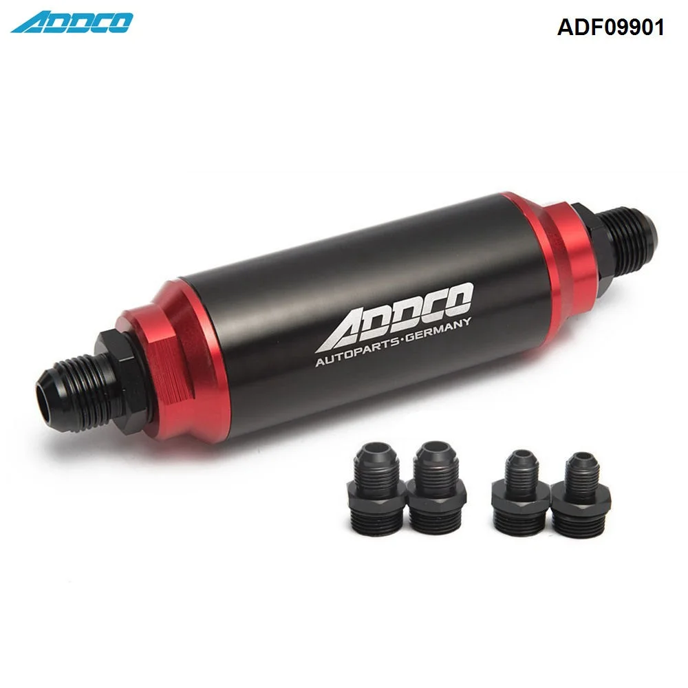 40 Micron BLACK FUEL FILTER INLINE -6AN -8AN -10 AN UNIVERSAL HIGH FLOW TURBO ADF09901