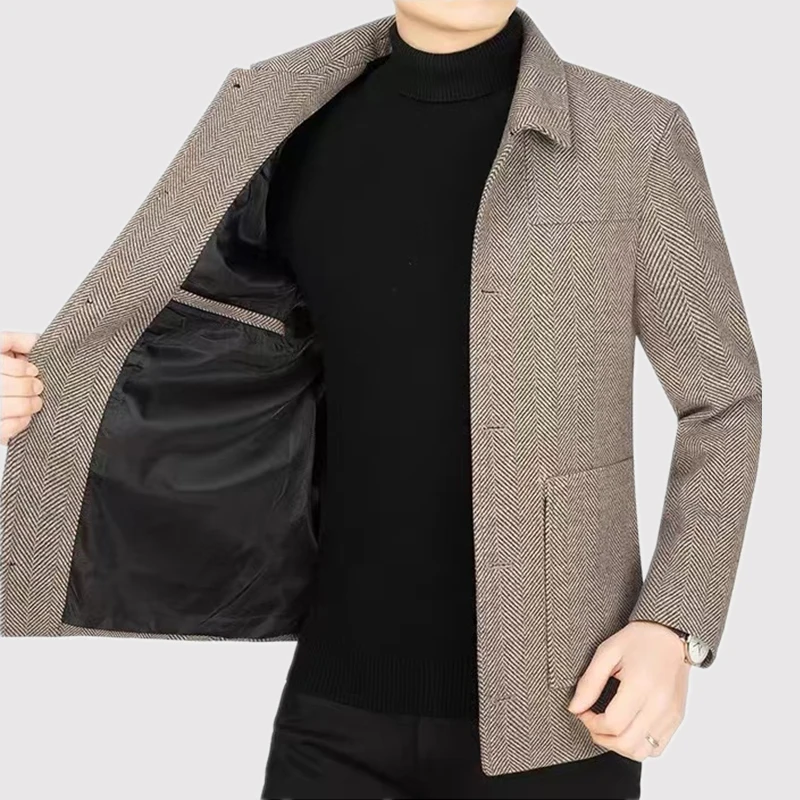 2024 High Quality Fashion Handsome All Fashion Spring New Jacket Jacket for Men Middle-aged Business Casual Lapel Top Dad Suit 3