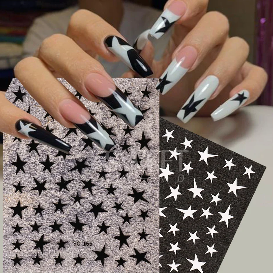 1pcs Magical Pink White Star Nail Stickers 3D Metal y2k Nails Metal Silver Gold Nail Charms Sliders Manicure Accessories 3