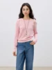 ZIQIAO Unique Design Hollow Knit Sweater For Women 2025 Early Spring New Linen Pink Grey Chic Pullover Fashion Top 25ZQ91188 3
