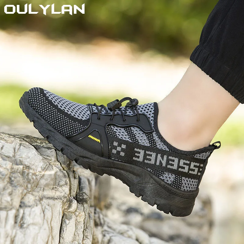 Oulylan Men Hiking Shoes Wading Outdoor Trainers Lace-up Climbing Trekking Sneakers Mountain Walking Hunting  Sneakers