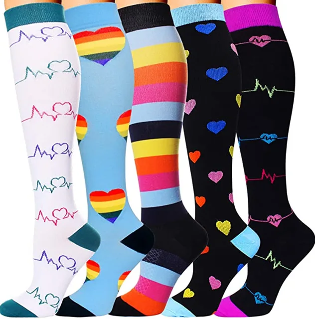 Compression Stockings Socks 3/5/6/7/8 pairs per set Unisex Sports Socks Lot Prevent Varicose Veins Nurse Socks Compression 5 Pair D