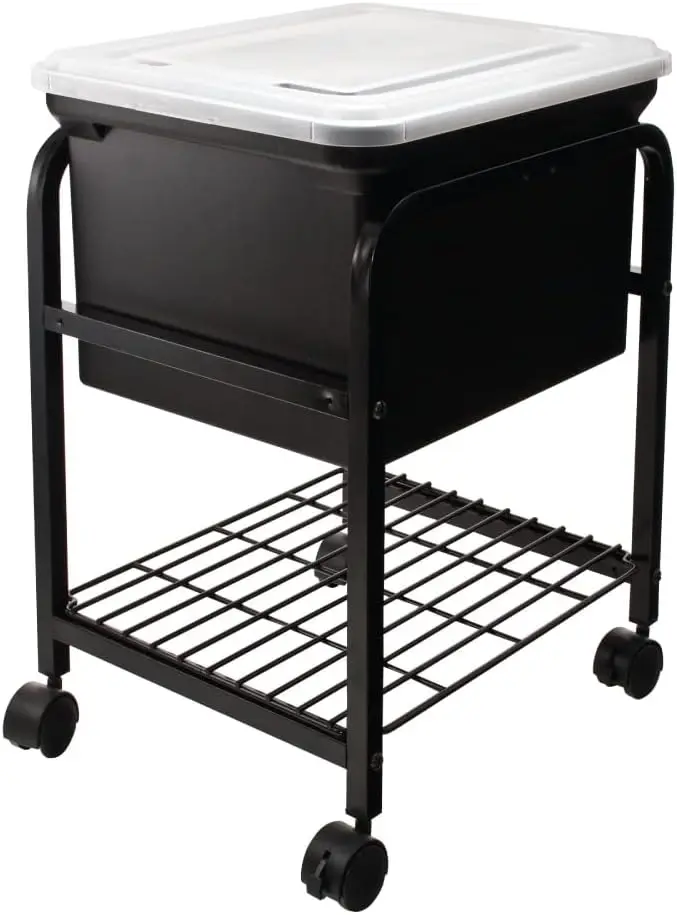 Hanging File Cart with Clear Lid, Rolling Storage Organizer for Letter/Legal Files - Black, 1 Count