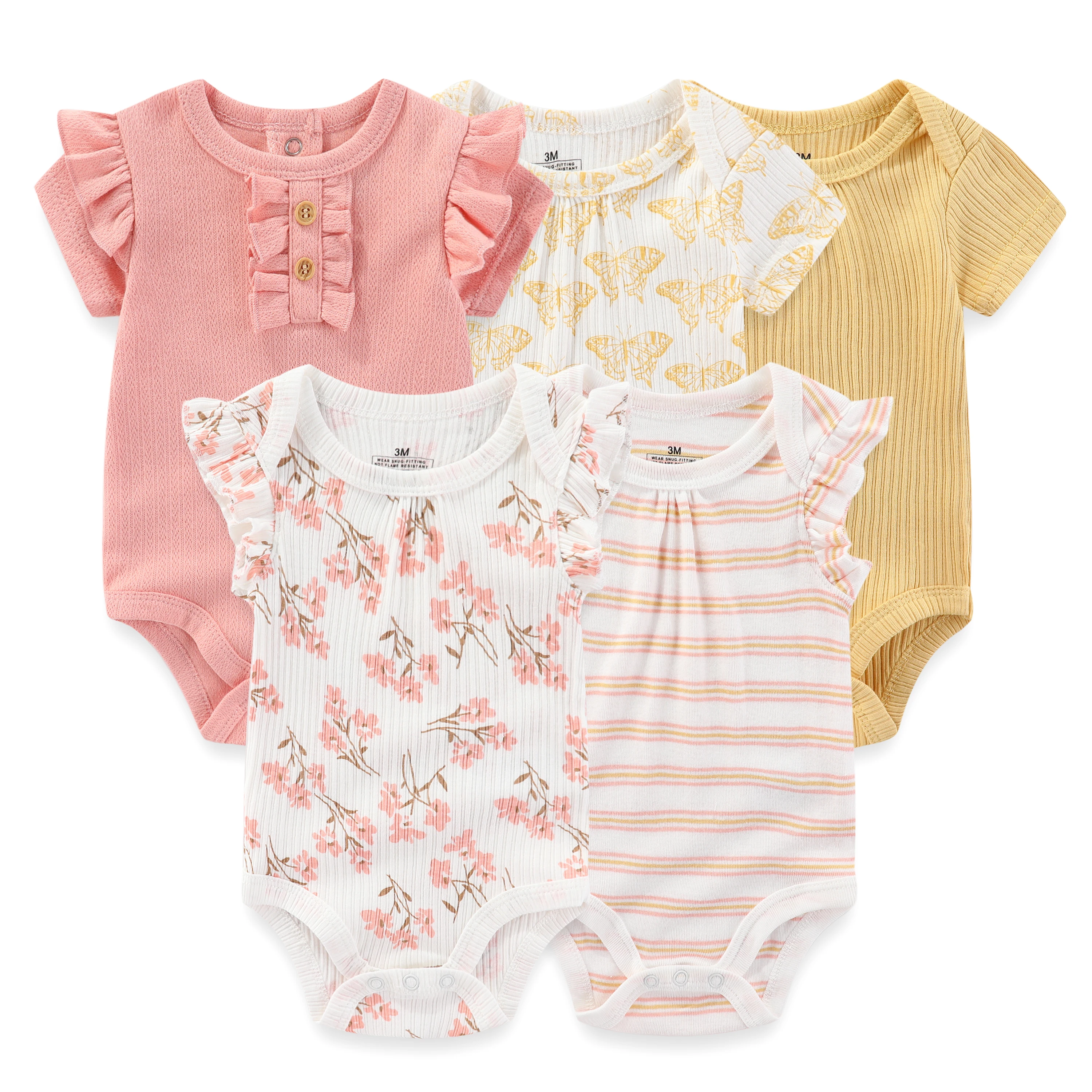 5 piece Soft Cotton Cartoon Short Sleeve Onesies 13