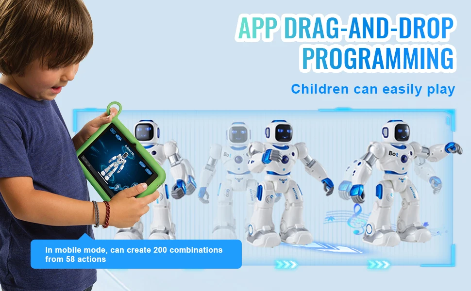 SucceBuy RC Robot Early Education Intelligent APP Remote Control Robot Electric Sing Dancing for Children's Toys Birthday Gifts