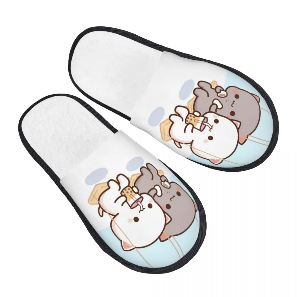 

Peach And Goma Mochi Cat Swing Winter House Slippers Indoor Soft Household Fur Slides Slippers Anti-skid