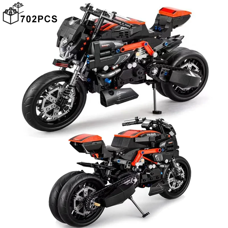 

702PCS Technical MOC Ducati Diavel Motorcycle Building Blocks Assemble Motorbike High Tech Vehicle Toys Gifts For Children Boys