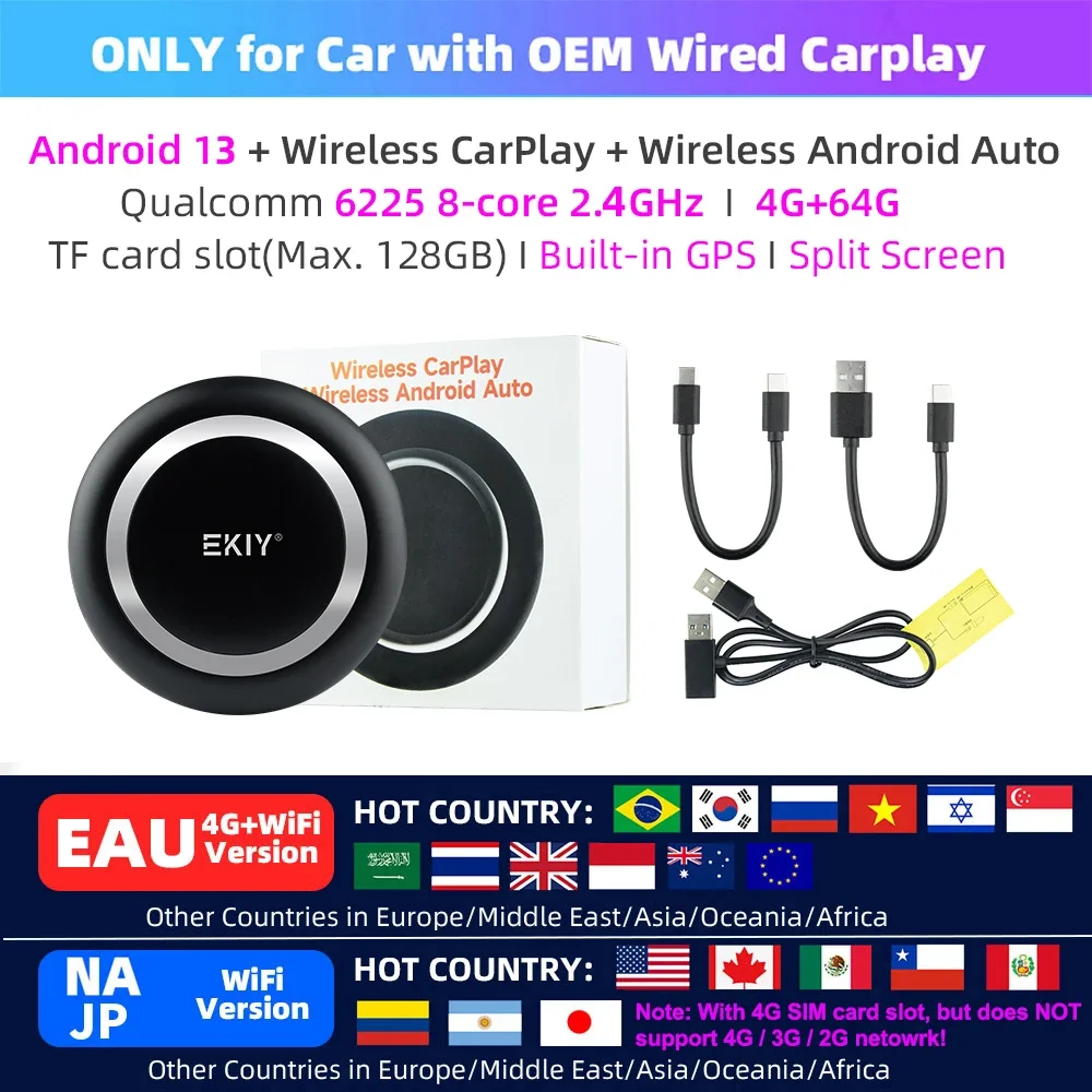 Adaptateur CarPlay Apple sans fil Android Auto Ai Box, pour Toyota Fiat  Audi Porsche Benz Kia Ford VW Maroc à prix pas cher | Autogear