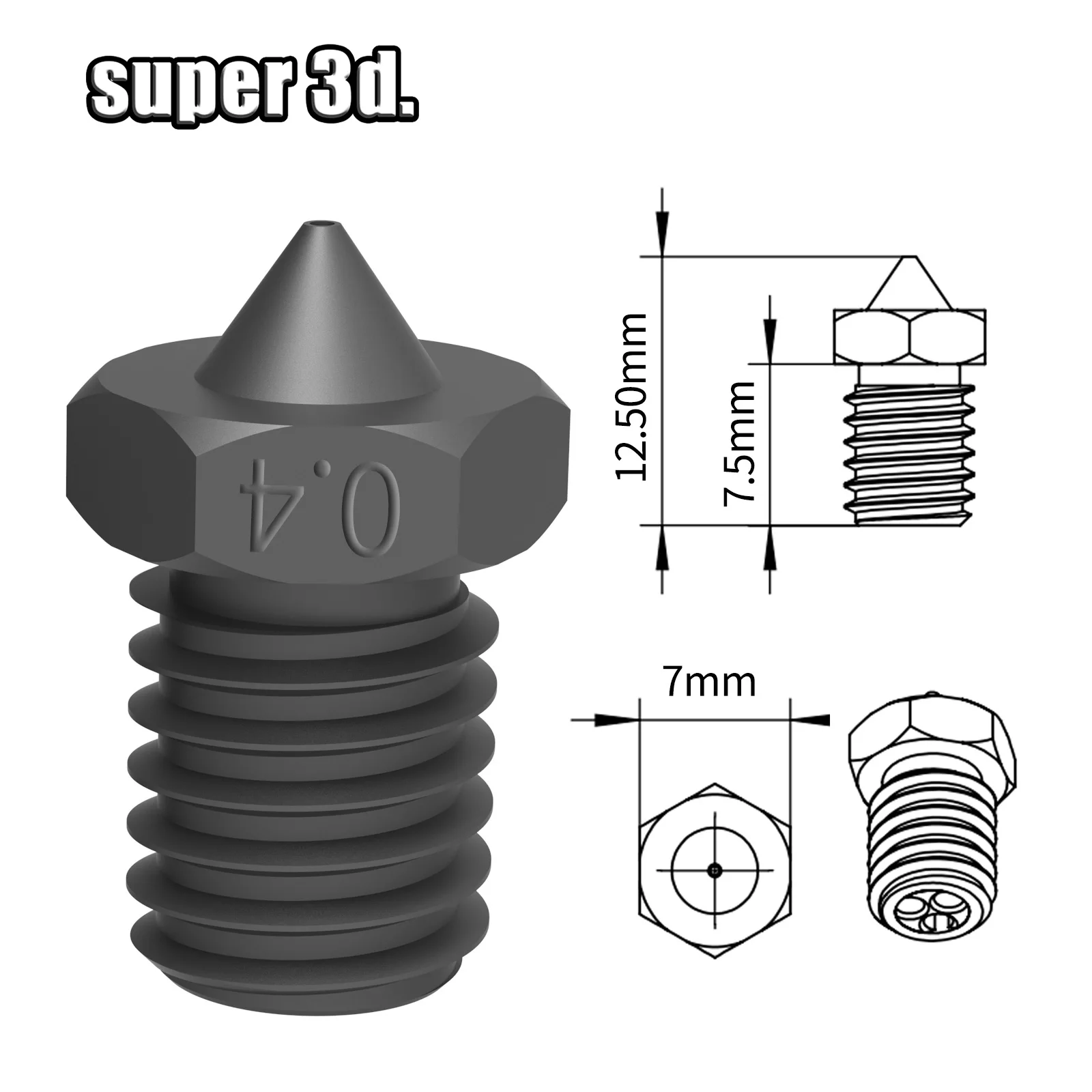 Lot De 5 Buses Volcano 0,4 Mm En Acier Trempé - Compatibles Imprimantes 3D Artillerie/Sidewinder, Filetage M6