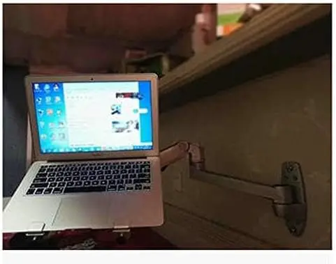 Wall Mount Laptop Holder Ultra Long Arm Aluminum Mechanical Spring Full Motion Laptop Mount Arm Monitor Holder Lapdesk (Silver)