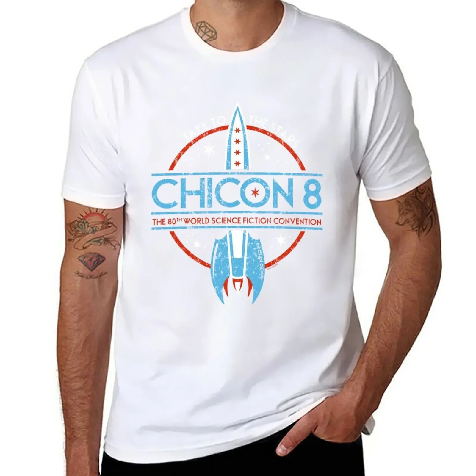 

Chicon 8: Logo (Vintage/White) T-Shirt summer top cute tops blanks men clothes