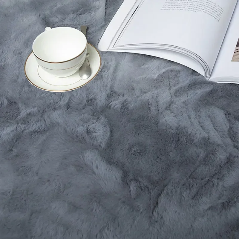 Modern Home Decor Artificial Rabbit Carpet Living Room Soft Fluffy Plush Rugs Children Bedroom Mat Non-slip Faux Fur Carpet Gray 5