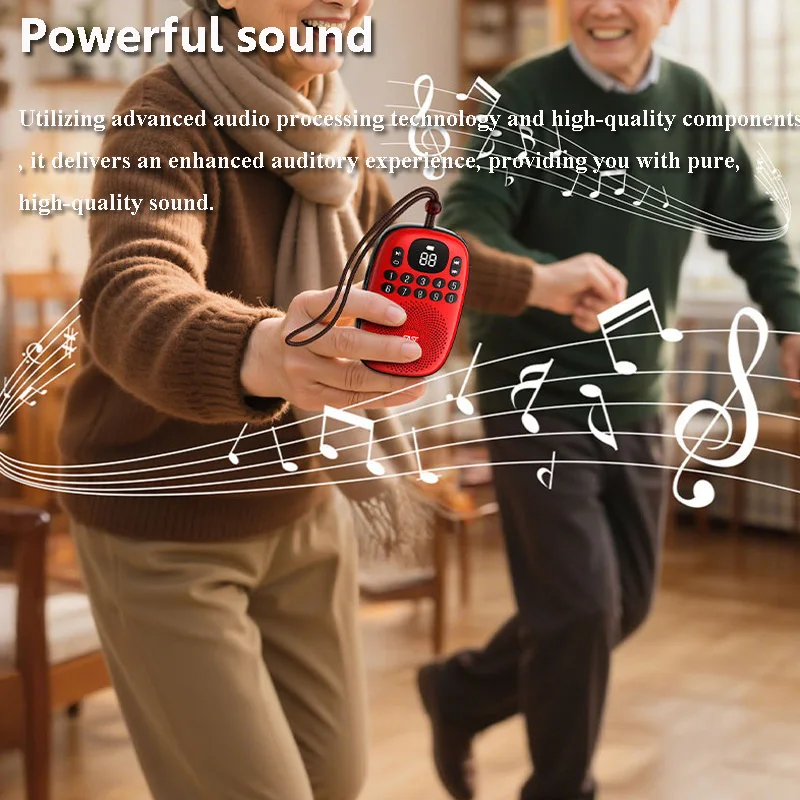 Mini Pocket FM Radio LED Display Digital Radios Receiver Rechargeable Bluetooth 5.4 Speaker TF Card Music Player Power off Memor