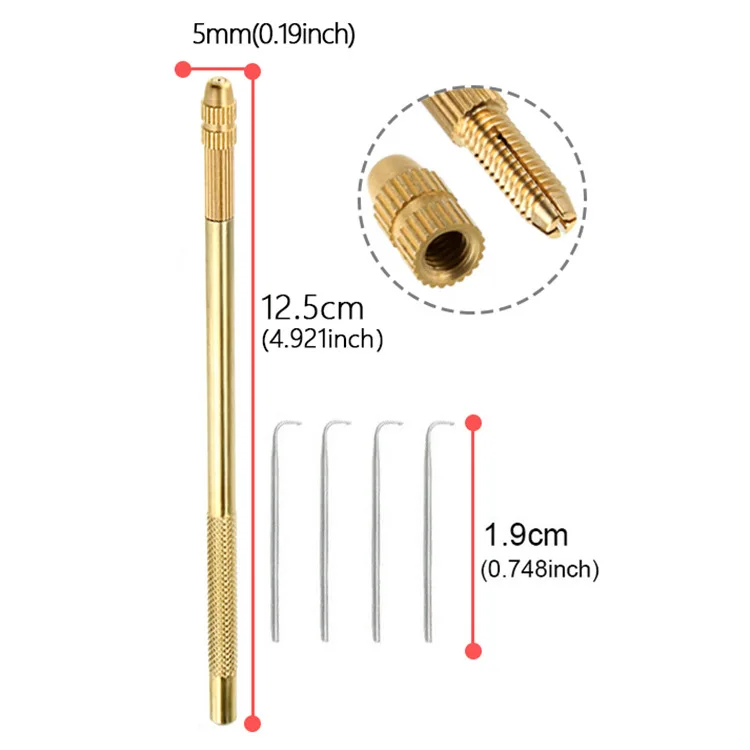 1 Set Hair Needle Holder And 4 pcs(1-1,1-2,2-3,3-4) Ventilating Needles For Wig Making Knoting Hair Needles
