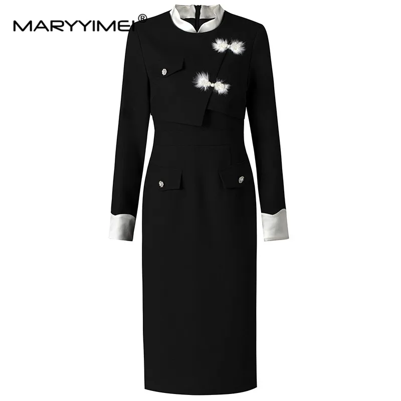 

Женское платье с длинным рукавом и круглым вырезом MARYYIMEI