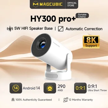 Magcubic HY300 Pro + Ultra Proiettore Proiettore portatile 8K 720P con WiFi 6 BT5.4 Auto verticale Keystone 5W Altoparlante Rotazione 180