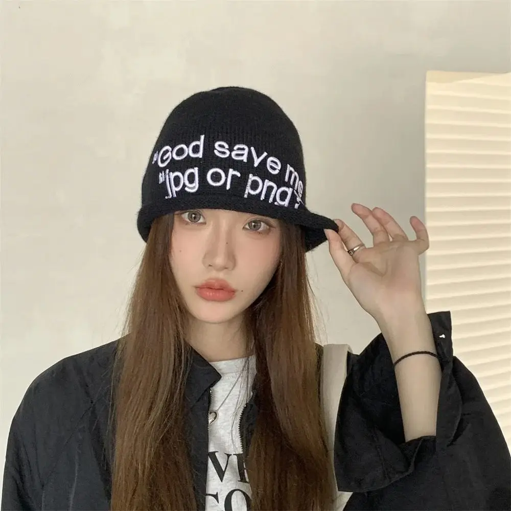 

Keep Warm Knitted Hat Fashion Y2K Wool Beanie Hats Cool Letter Embroidery Bonnet Caps Women