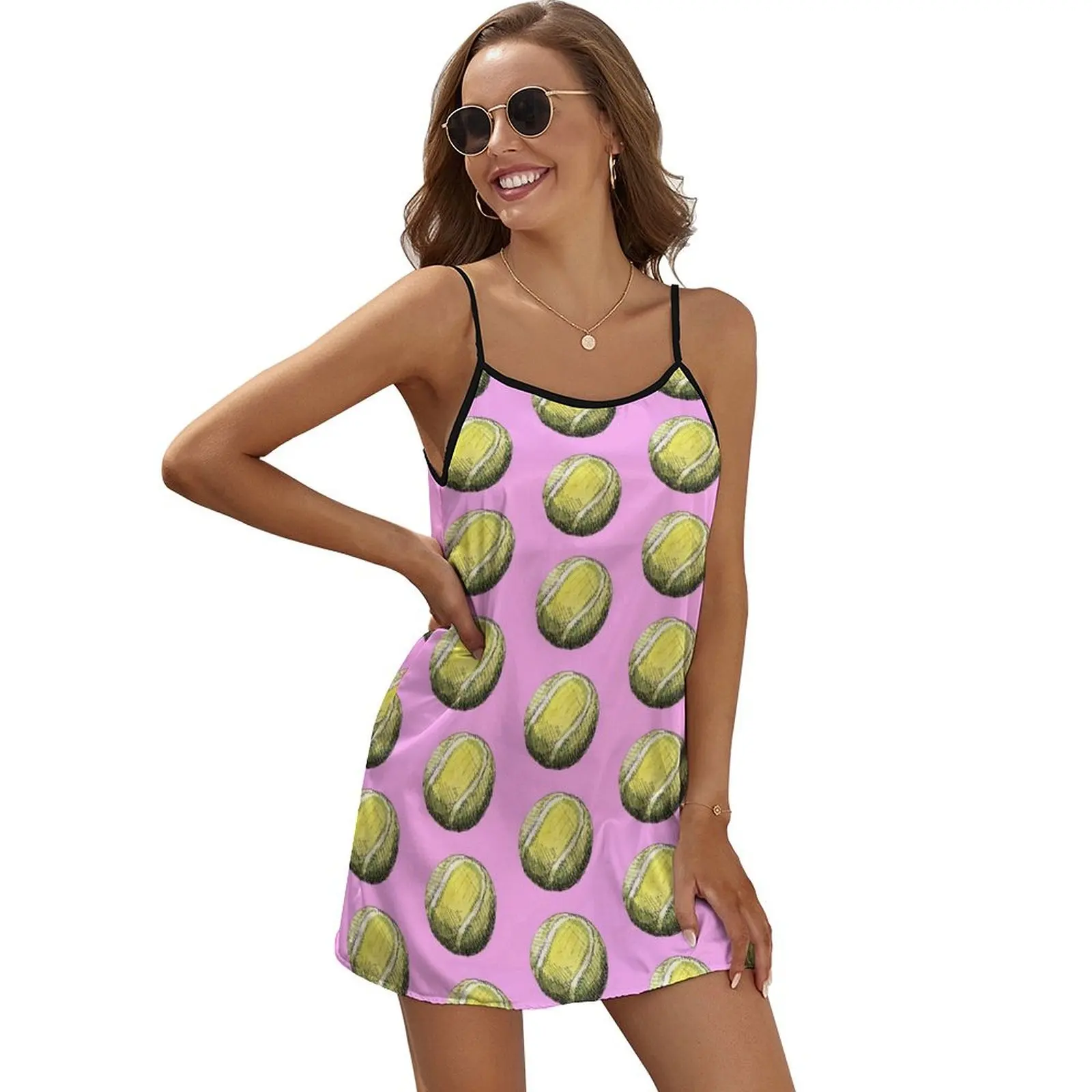 

Tennis Ball Pattern - Pink Sleeveless Dress dresses korean style long sleeve dress