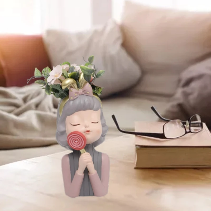 MXME DIY Silicone Girl Flower Pot Storage Box Mold for Succulent Plants Decor