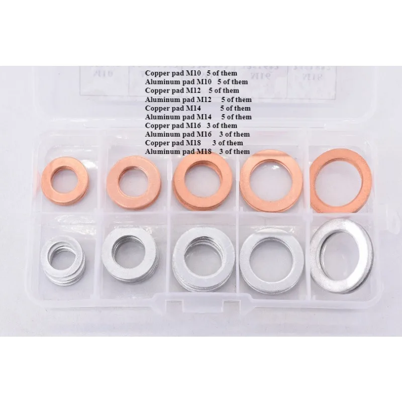 A Set Car Oil Pan Drain Gasket Replace Mixed Loading Combination Bolt Copper Pad Aluminum Gasket Automotive Tank Accessories M14
