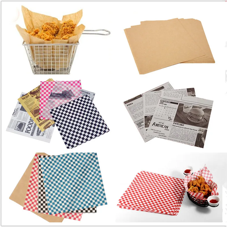 25Pcs/Lot Oil Proof Wax Paper Waterproof Food Wrapping Burger Fries