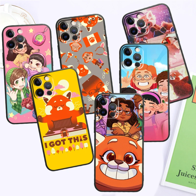 Per Iphone 15 14 13 12 11 Xs Xr X 8 7 Se Pro Max Plus Mini Black Disney Turning Red Funda Phone Case