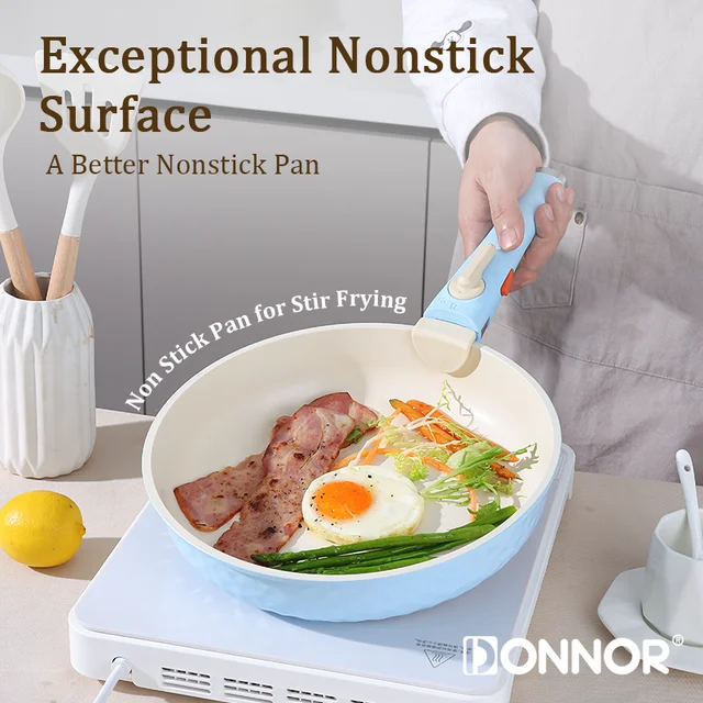 DONNOR Non-stick Cookware Set (Removable Handle),Induction Cooker Kitchen Cookware Set, RV Cookware Set,Oven and Dishwasher Safe 4