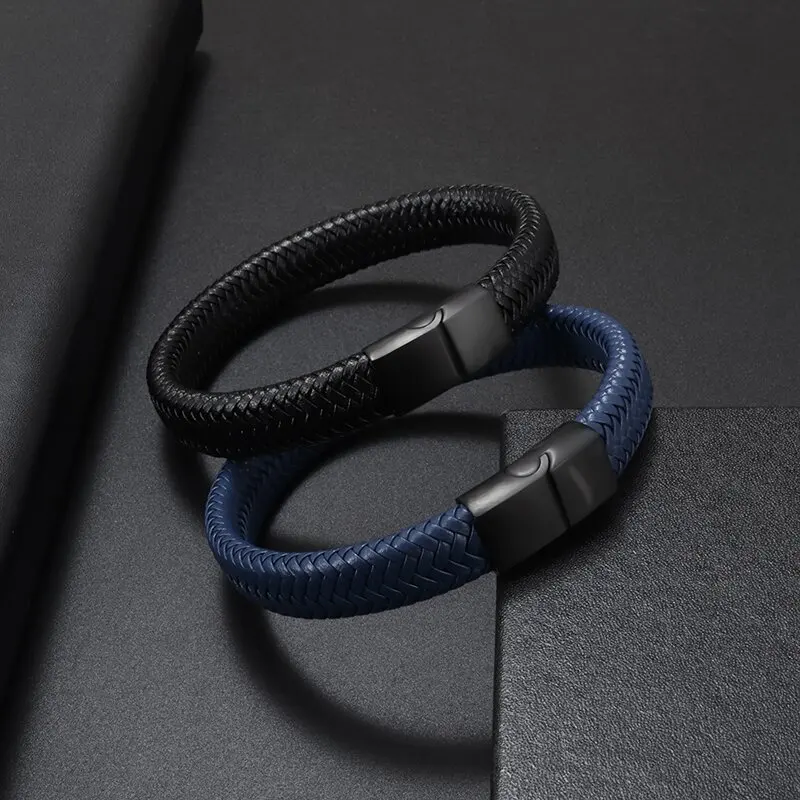 Leather Bracelet Fashion Bracelet Glamour Men's Fashion Classic Business Casual Handmade Creative Design Glossy Metal Multilayer Leather Bracelet