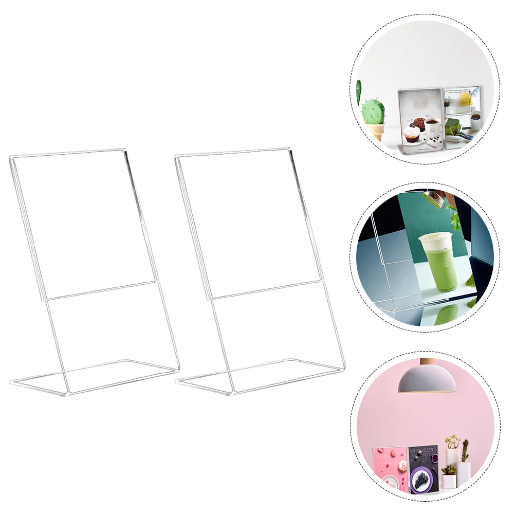

2Pcs Acrylic Sign Holder Menu Ad Frame Flyer Holder Table Stand Support