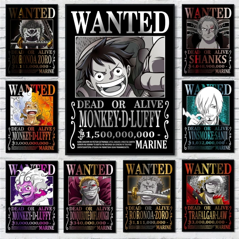 

Anime Posters One Piece Bounty Wanted Shanks Modern Living Room Cartoon Character Picture Christmas Gifts Wall Art Home Hanging