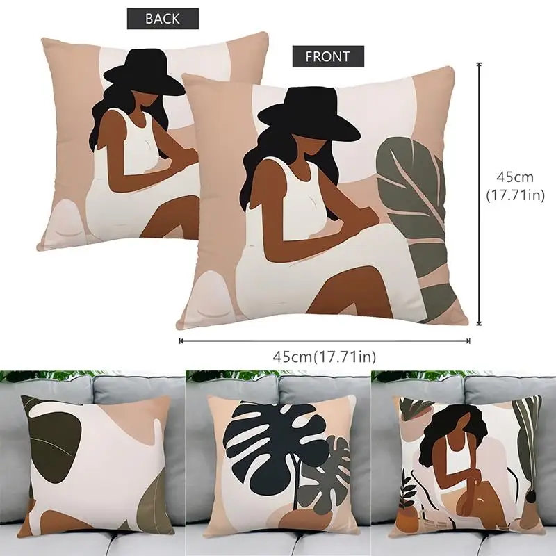 

Minimalist Life illustration Woman Printed Pillowcase Simple Artistic Cushion Cover French Square Pillowcase Home Decorative