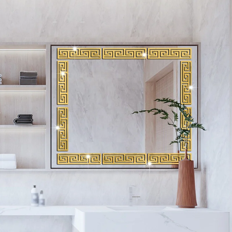 12pcs 20x5cm Acrylic Mirror Sticker Ceiling Edge Strip Self Adhesive Waist Line Wall Stickers for Living Room Corner Wall Decor 2