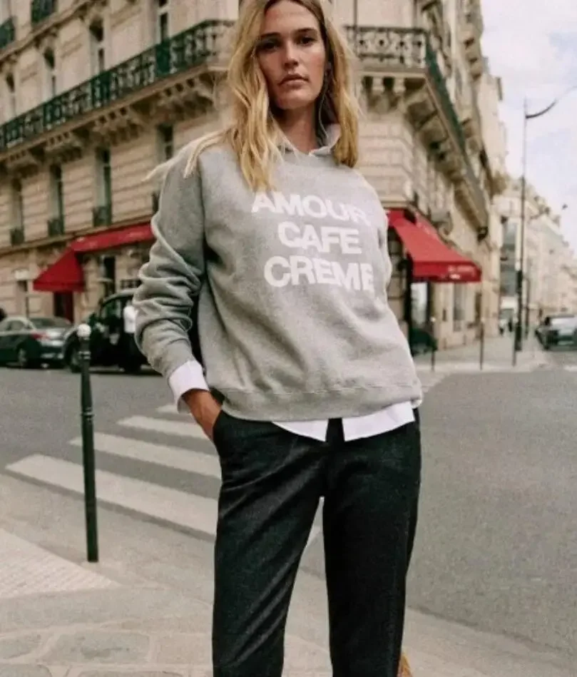 

2024 Fashion Streetwear Sweatshirts Tops Letter Sport Hoodies Women Cotton Casual Winter Autumn Sweatshirt