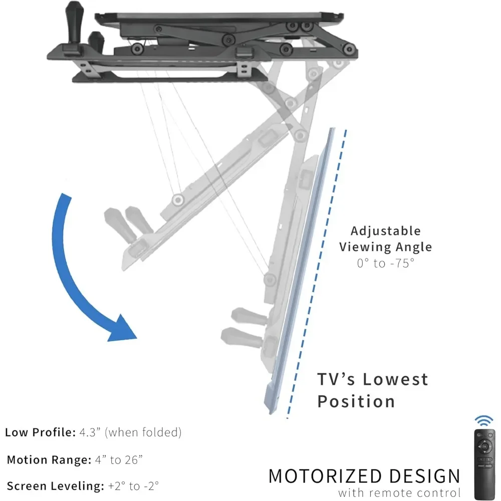 Description Picture 4 of itemWall TV Stand, Electric Ceiling TVs Mount Screens, Large Flip Down Motorized Pitched Roof Mount, Wall TV Stand