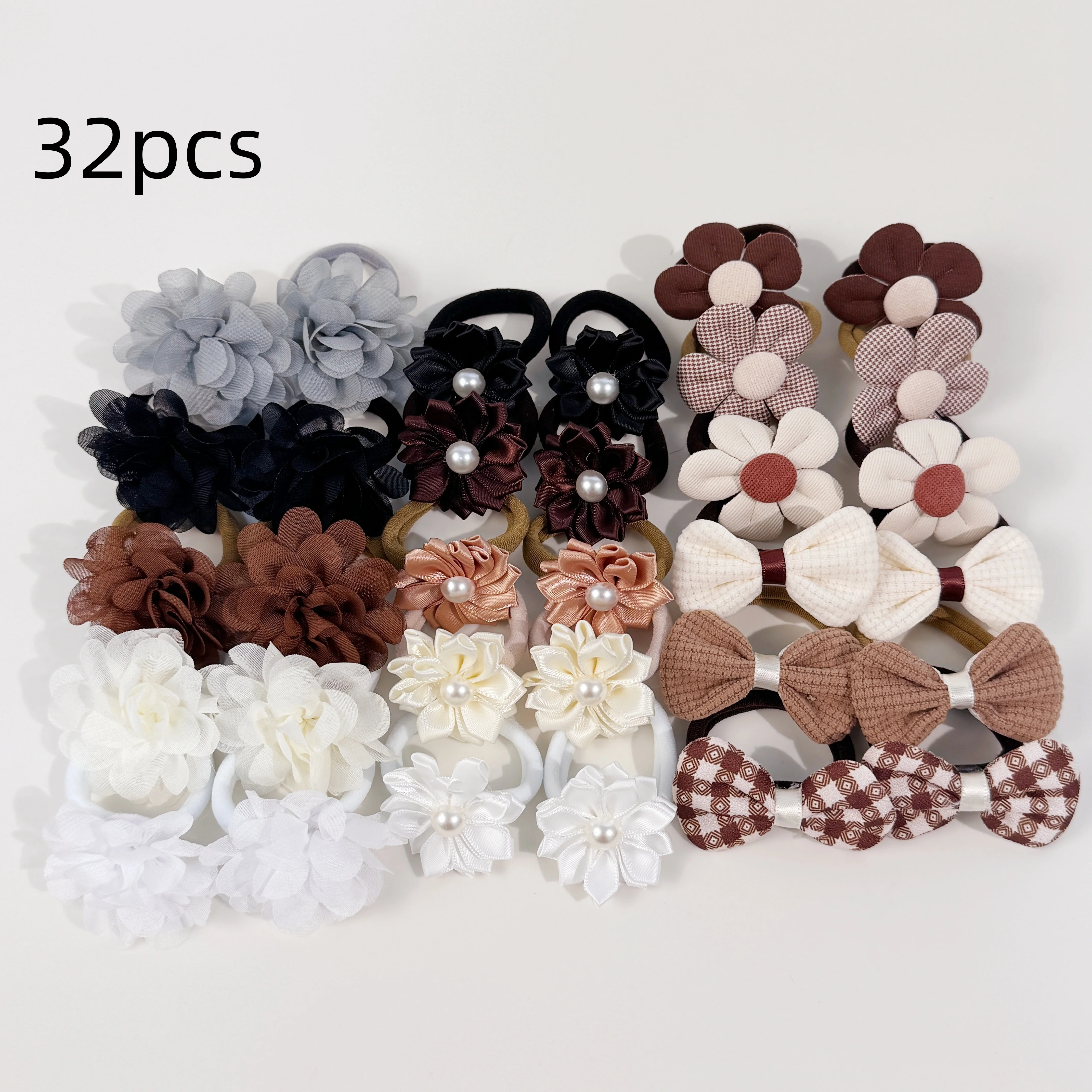 32/78 stücke Mädchen Bögen Sonnenblumen Haar Krawatten Kinder Mädchen Haar Bands Elastische Nylon Krawatten Haar Bögen Pferdeschwanz Halter Haar zubehör Sets – Detail 7