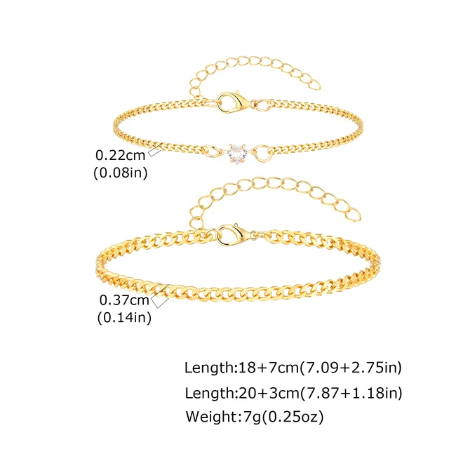 Bracelet en acier inoxydable en forme de cœur et de Zircon pour femmes et hommes, ensemble de bijoux imperméable Simple de couleur or, cadeau pour Couple amoureux, 2 pièces