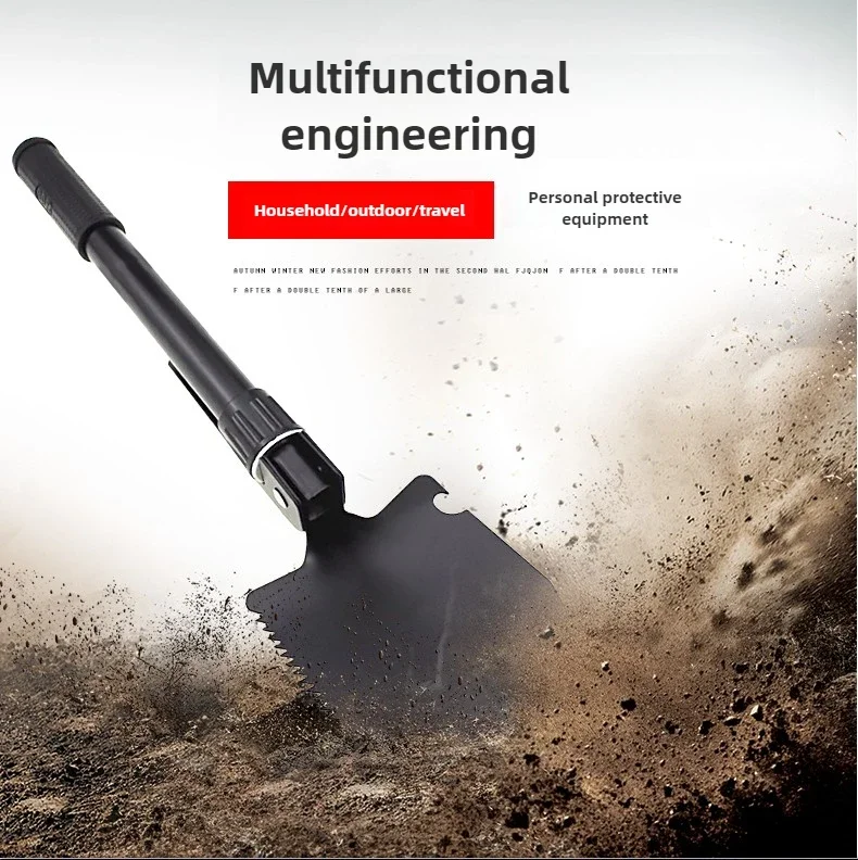 1PC Engineer Shovel Military Shovel Outdoor Multifunctional Folding Military Shovel Vehicle Camping Fishing  Pickaxe 3