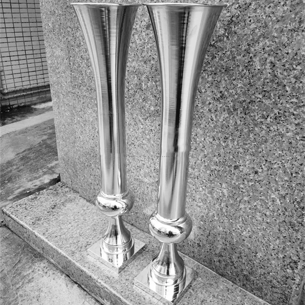 4 to 14pcs)white/ sliver/Gold Vase Cnterpieces Metal Trumpet Vases Wed Flower Stand Centre Pieces Wedding DecorationFor Wedd